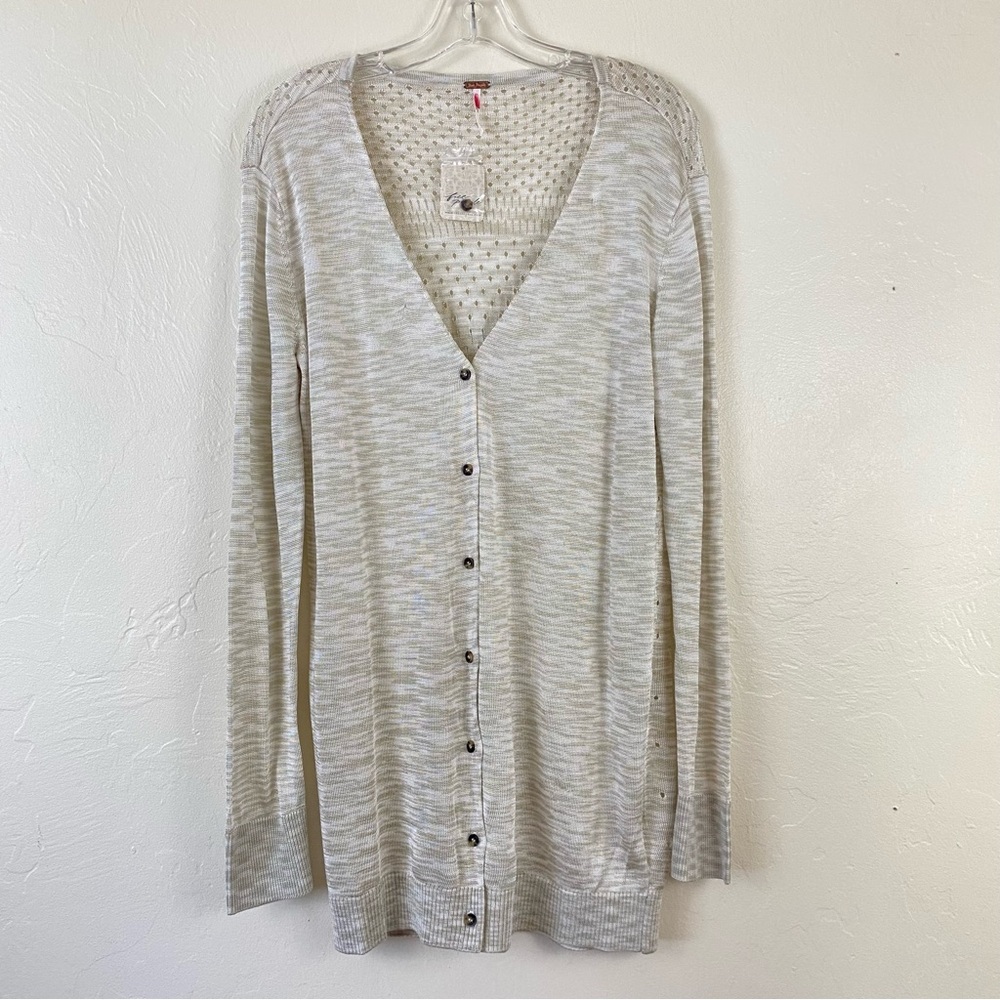 Free People NWT Size XS Ivory Cream Knitted Button Down Light Cardigan Sweater